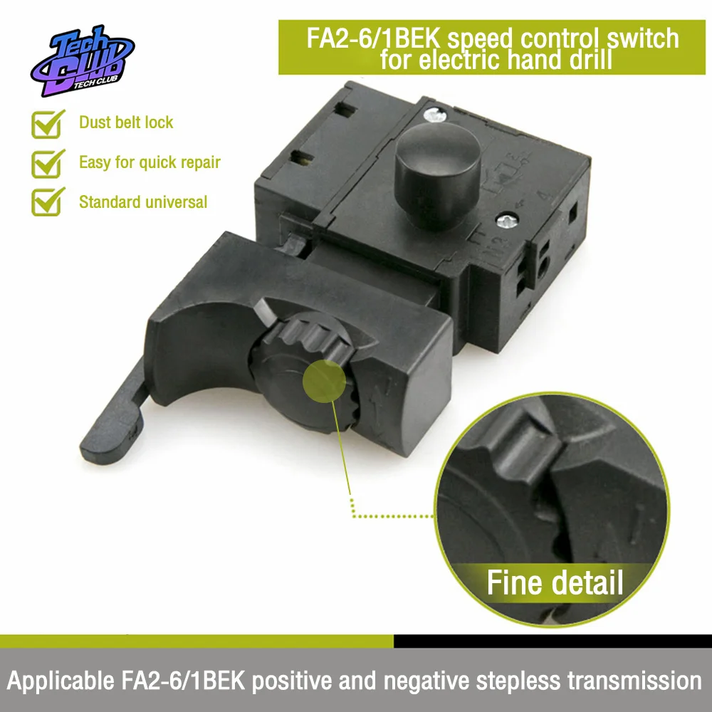 FA2-6/1BEK serrure sur outil électrique perceuse électrique contrôleur de vitesse déclencheur bouton interrupteur pour outil électrique accessoires