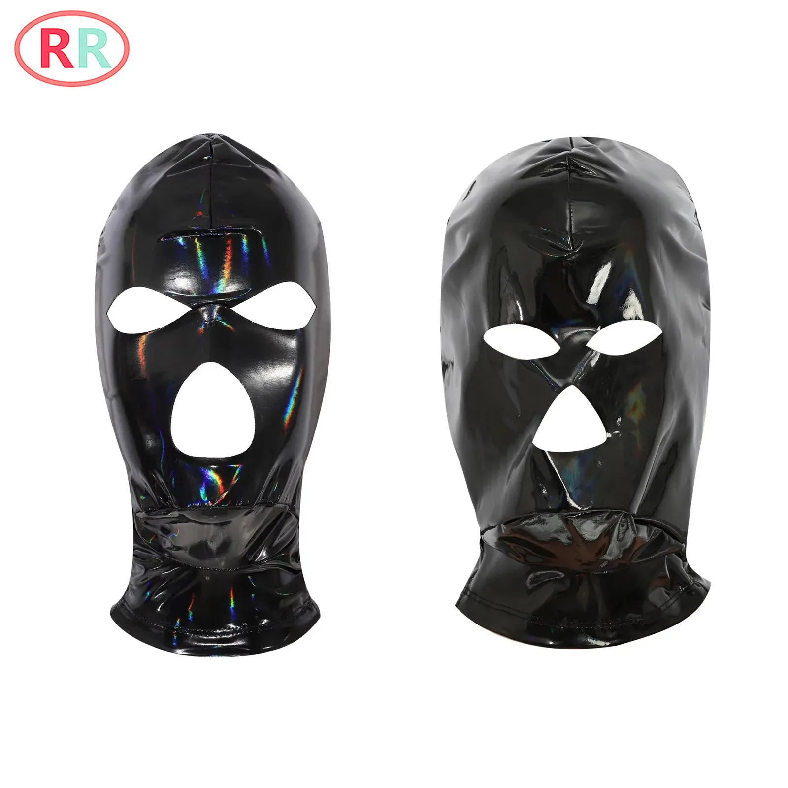 

Adult Latex Masks Full Cover 3-Hole Cutout Back Zipper Hood Fancy Gradient Balaclava Headgear for Nightclub Carnivals