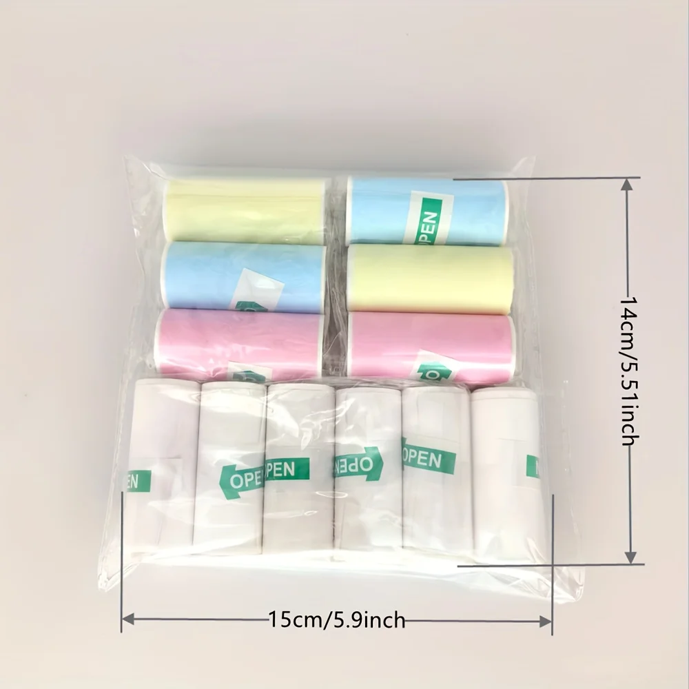 12 Rolls Self-Adhesive Thermal Sticker Paper 57x25mm Matte Biodegradable Refills for Mini Printers & Instant Cameras 70gsm