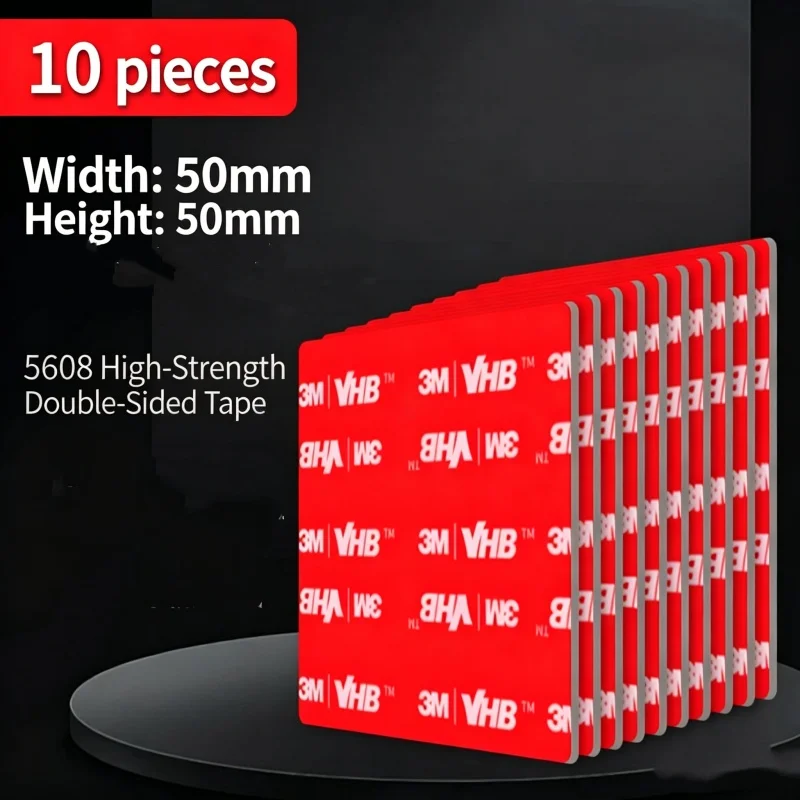 3M 10 Stück Starkes Doppelseitiges Klebeband 5608 Quadratisch/Rund Gestanztes Hochviskoses Spurloses Schaumklebeband für Spezielle Autofixierung