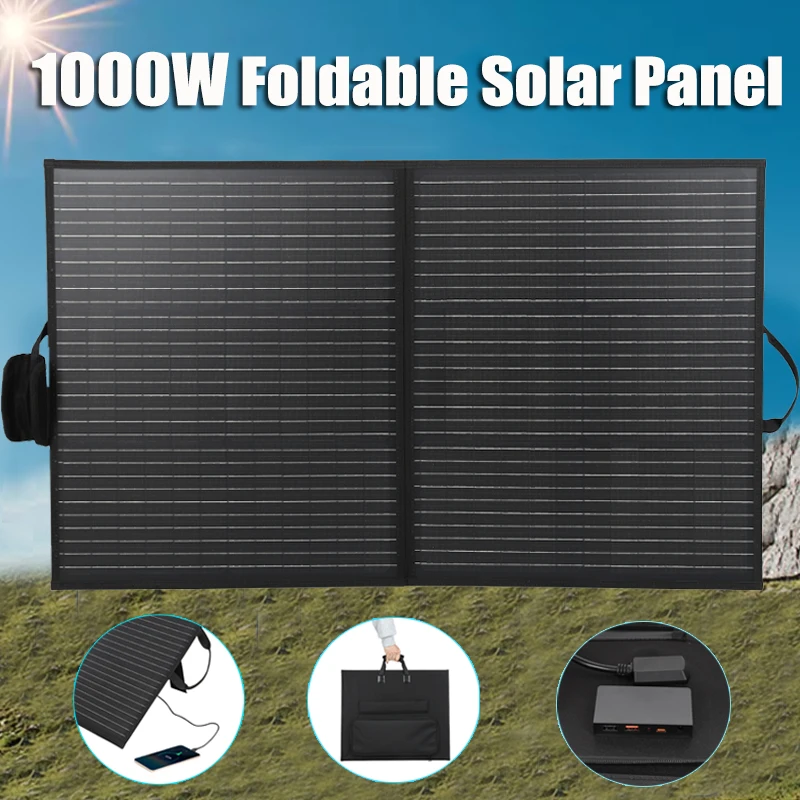 

1000W Foldable Solar Panel Portable Solar Folding Bag Dual USB Charger Device for Outdoor Phone Camping Hiking Emergency Supply