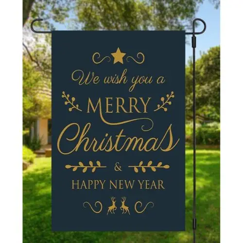 We Wish You a Merry Christmas & Happy New Year Double 2 Sided Garden Flag KKL AAL HHM WZZ yyi