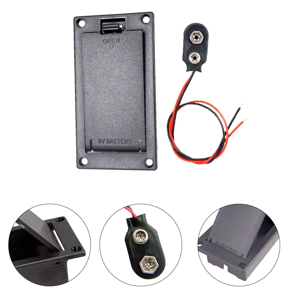 1pc 9V Active Pickup Battery Box Set Plastics Horizontal Battery Holder Box With Connector For Electric Guitar Bass Accessories