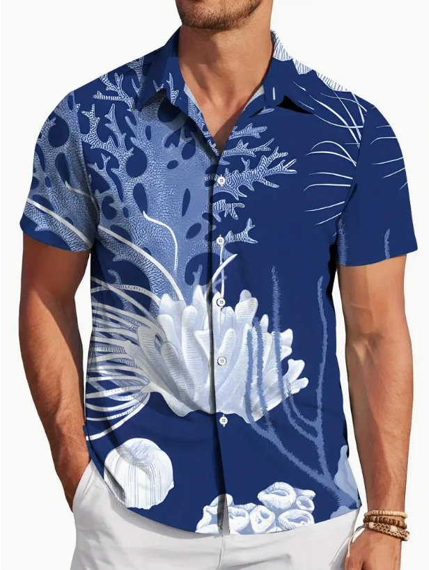 3d Printed Strawberry Kiwifruit Hawaiian Shirt Men Tropical Fruits Summer Beach Aloha Button Down Short Sleeve Blouse Tops、