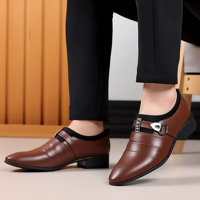 Soft Breathable Low-Top Social Shoe for Men Splicing Gentleman 2025 Style Trend Clothing Leather Casual Cowhide Dress Shoes Man