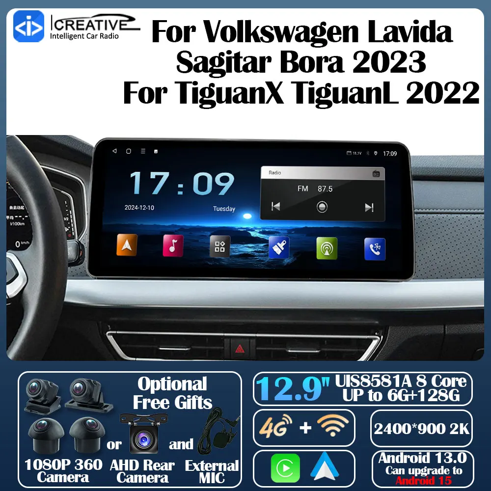 Android 13 Radio del coche para Volkswagen Lavida Sagitar Bora 2023 para Tiguan X Tiguan L 2022 Carplay Auto GPS Navi Multimedia estéreo