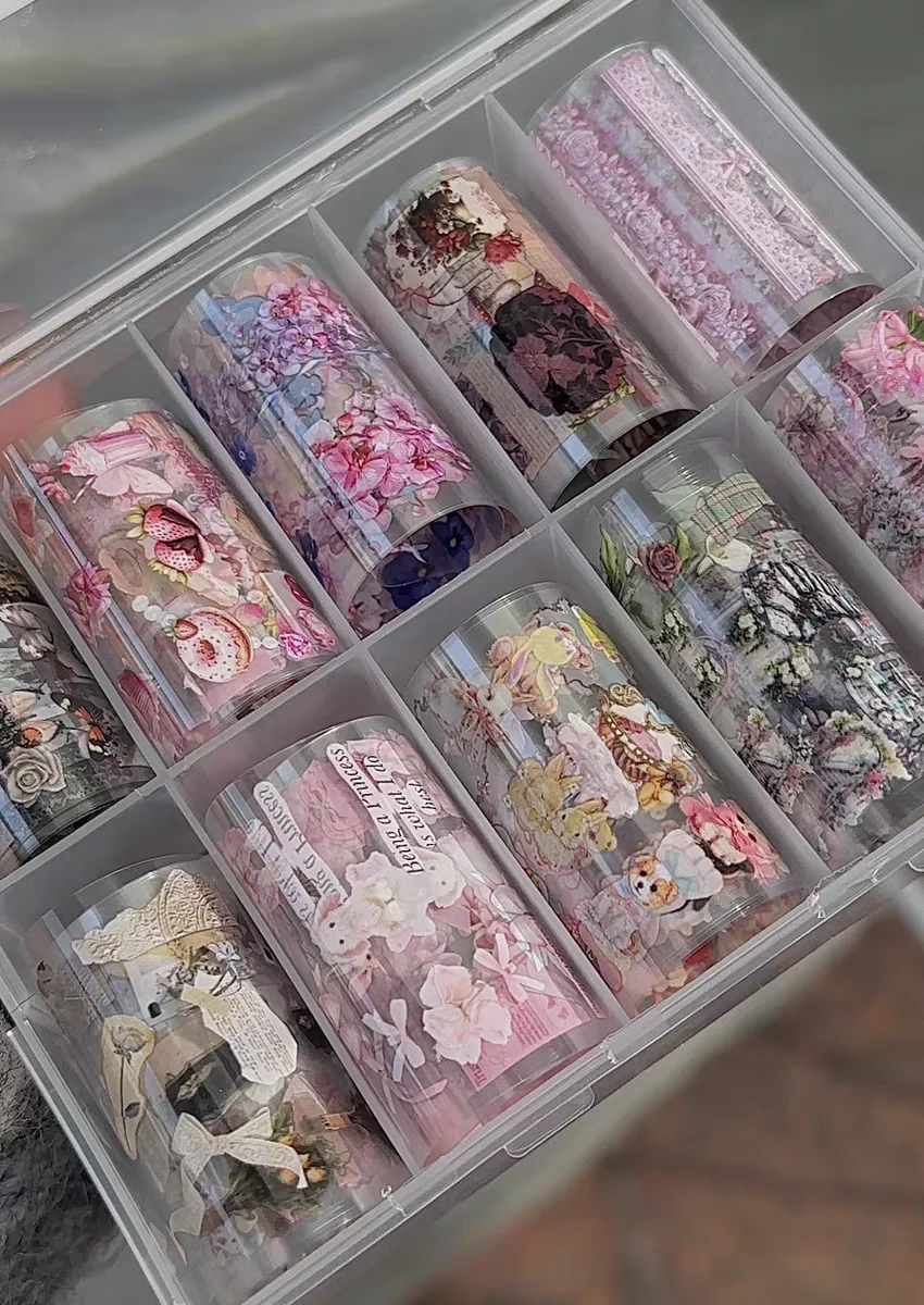 10 rotoli di fogli per unghie con fiori, carta per trasferimento, adesivi per nail art, set per manicure, decalcomanie per unghie