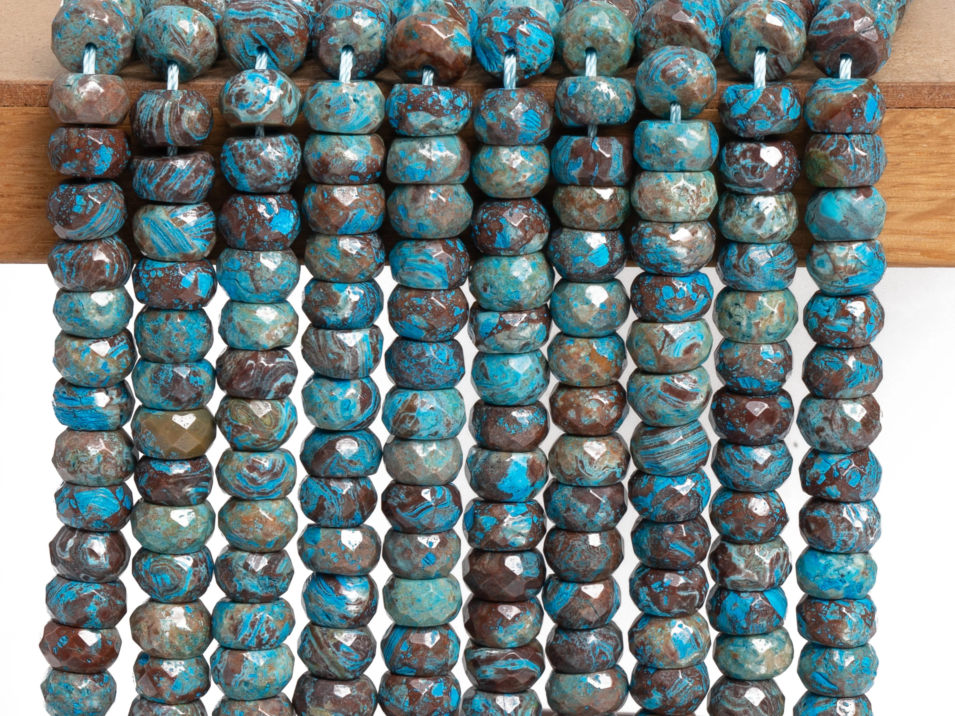 Blue Green Calsilica Jasper Beads AAA Natural Gemstone Faceted Rondelle Size Options 6/8/10mm for Jewelry Making