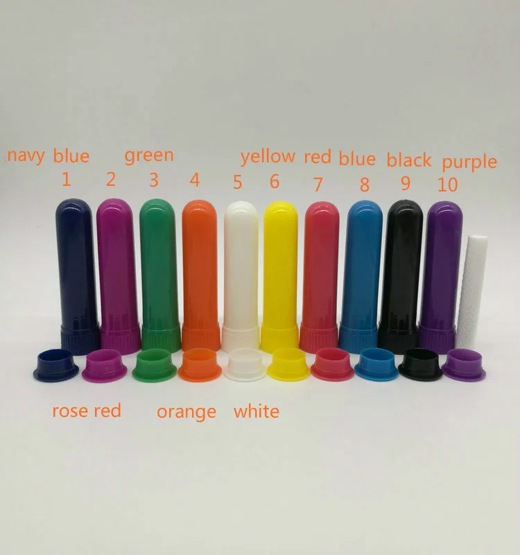 10-300set Colorful Plastic Nasal Inhalers Sticks Refill for Perfume with High Quality Replacement Cotton Wicks for Essentail Oil