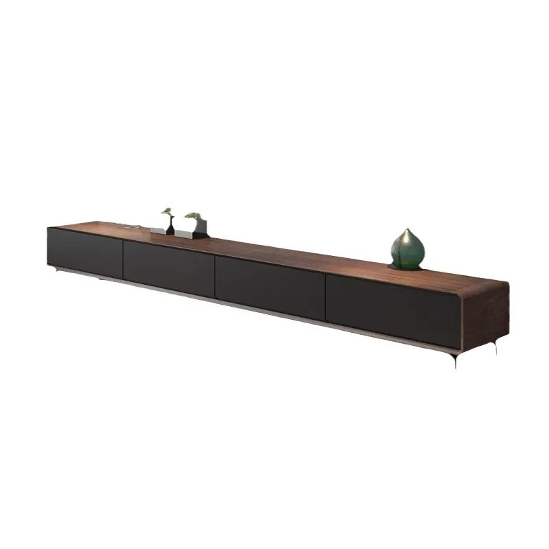 

TV cabinet, coffee table combination, Nordic living room wall locker, large and small apartment walnut, color floor cabinet