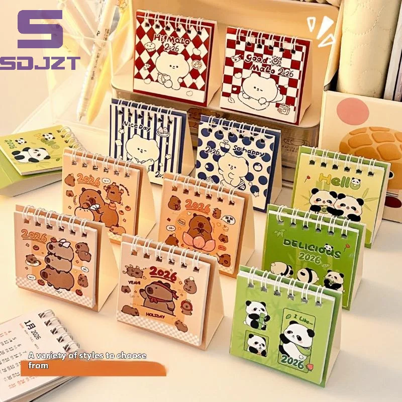 2026 Year Cartoon Capibara Desktop Mini Desk Calendar Planner Desktop Decoration Office Stationery