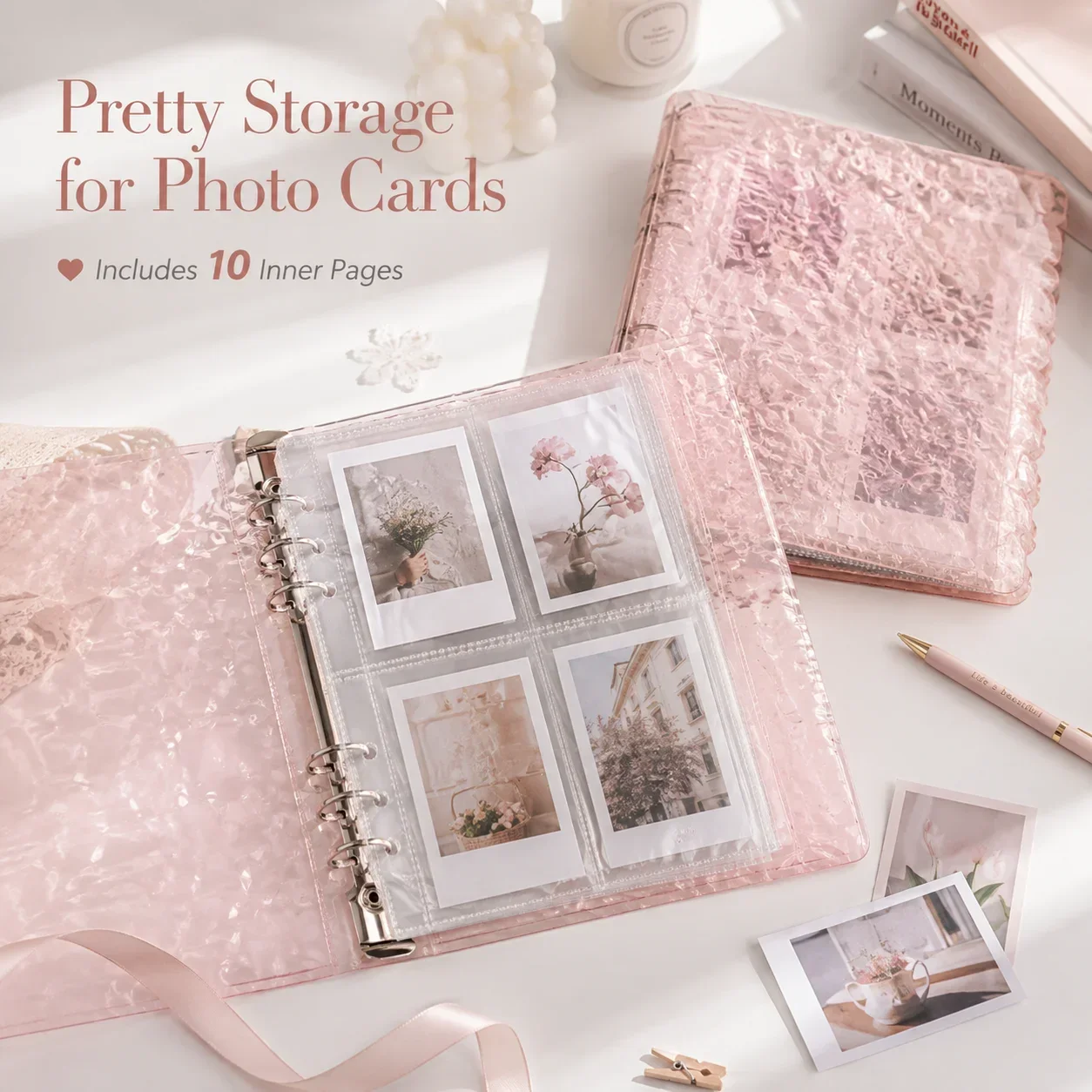 A5 Acrylic Transparent Water Ripple Album, Clear Crystal Card Binder, Ins Style Loose-Leaf Storage Book