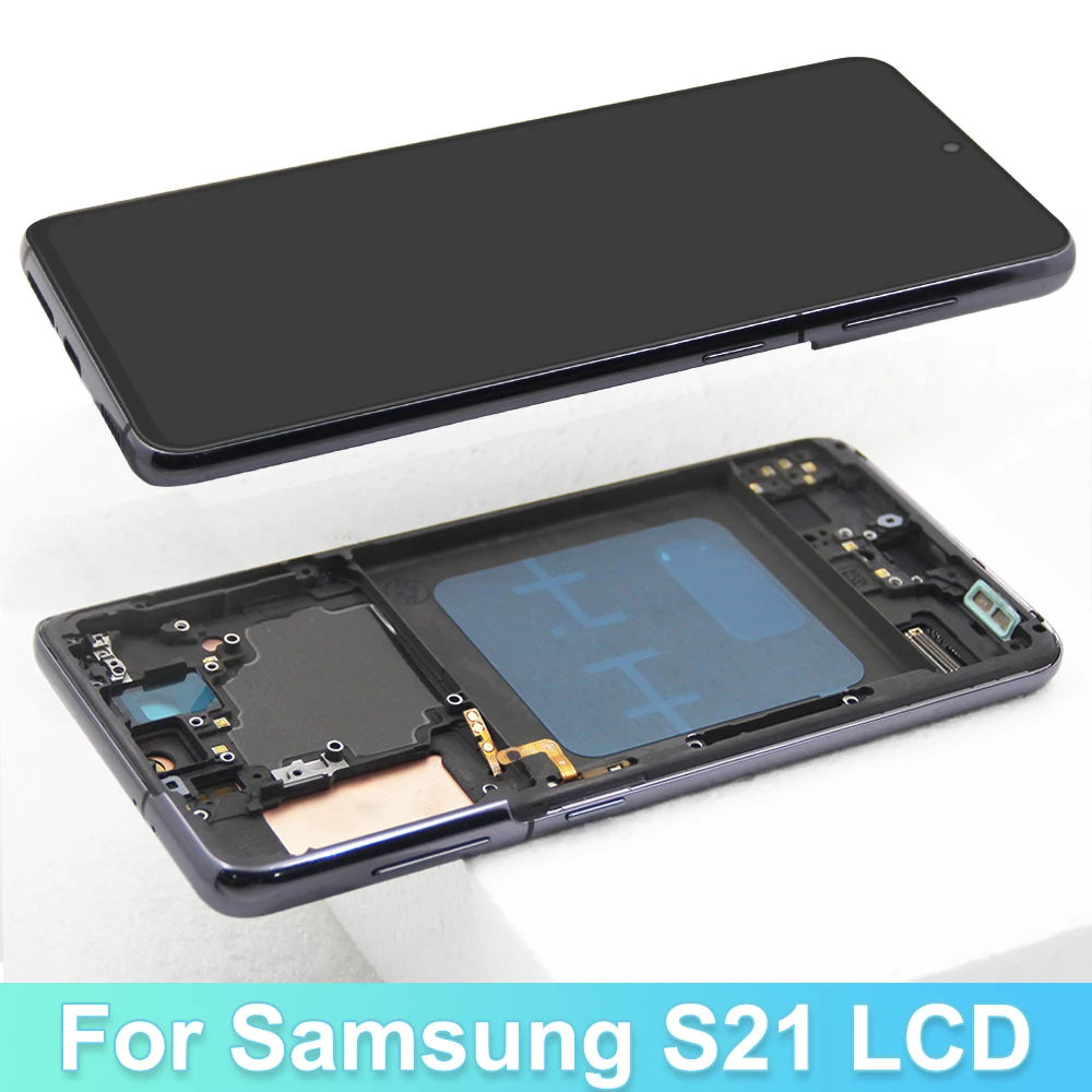 For AMOLED LCD With Frame For SAMSUNG S21 LCD SM-G991B SM-G991U Display Touch Screen Digitizer Assembly Replacement