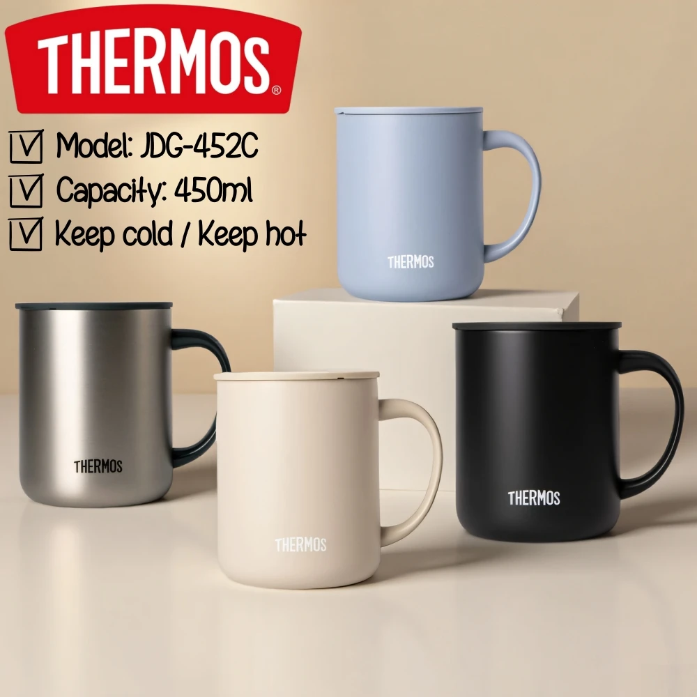 THERMOS Mug 450ml Handle Mug, Keep Cold & Keep Hot Stainless Steel Thermos, Leakproof Coffee Mug & Milk Cup for Office,BPA Free