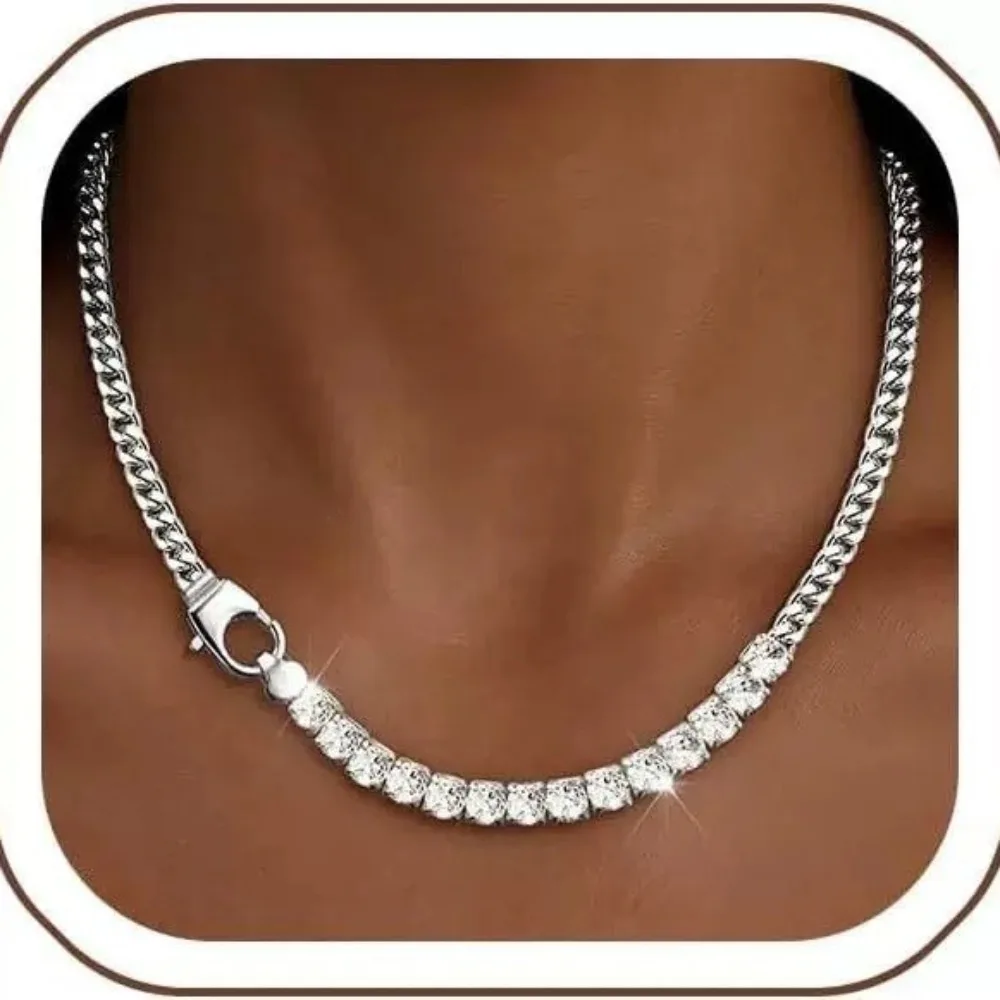 Luxury-Style 925 Sterling Silver New Product Hip Hop Gold Plated Zirconia Necklace Cuban Gold Necklace