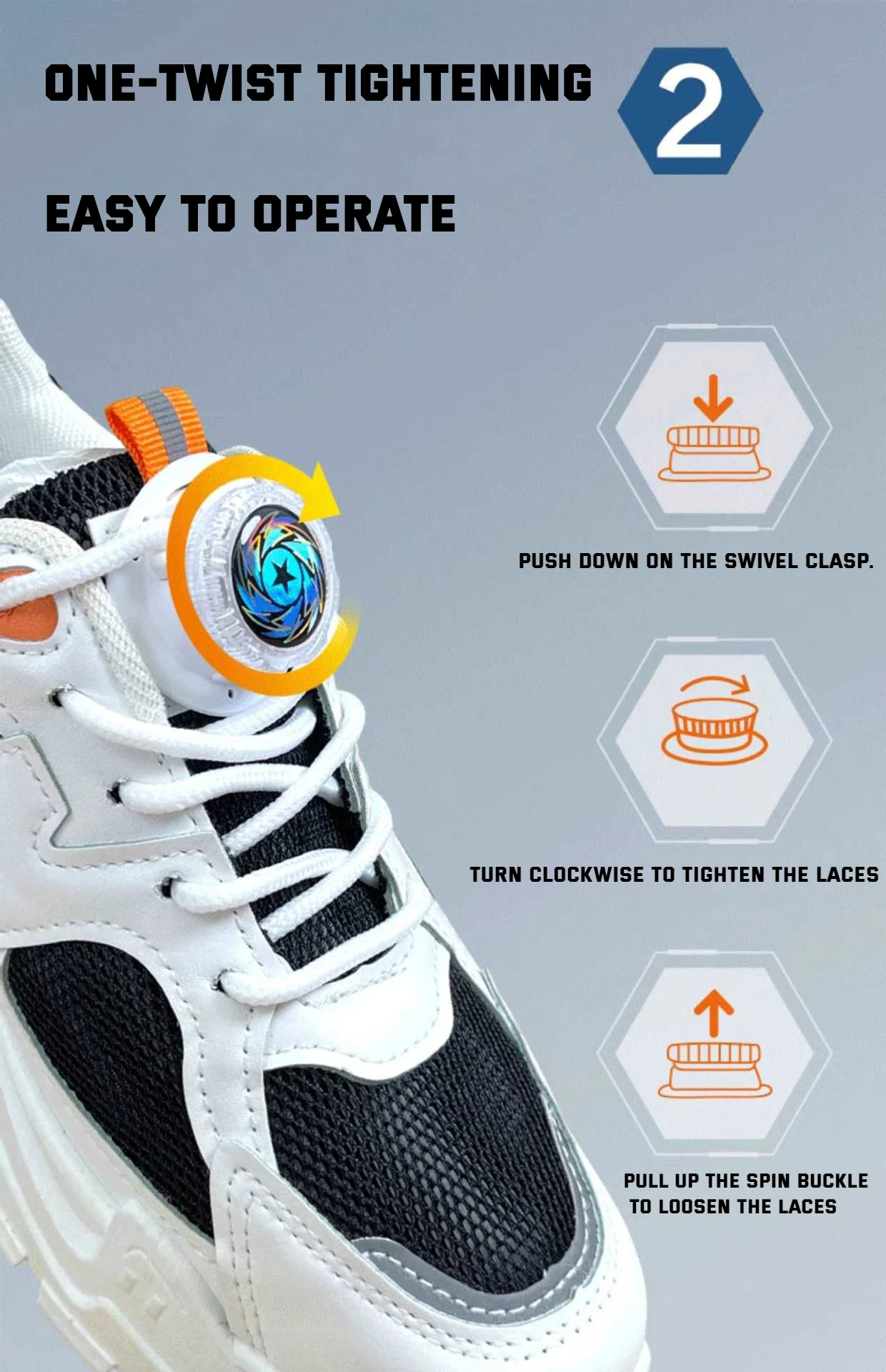 4MM Dicke Automatische Schnürsenkel mit Drehverschluss – Einfache Installation, Rotierende Schnürsenkel ohne Binden für Sneaker – Detail 4