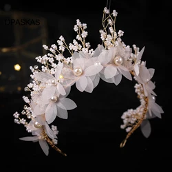 Tiaras Earring Sets Wedding Hair Accessories For Women Flower Rhinestone Pearl Headbands Dangler Princess Bridal Crowns Jewelry