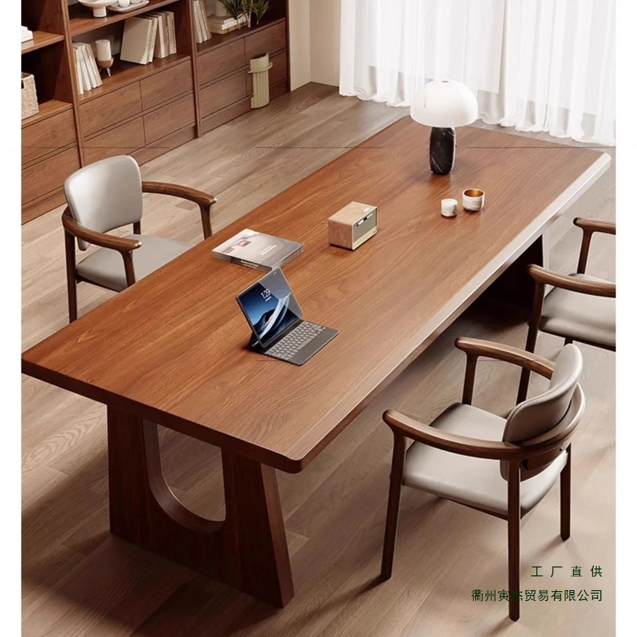 

HYS solid wood desk household double desktop computer desk simple modern study small apartment against the wall long study table