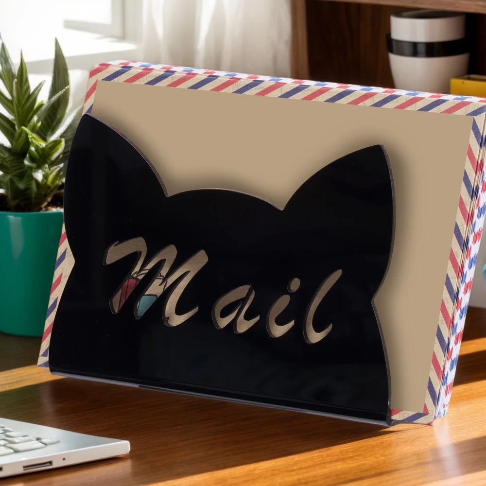 Stationery Holder Decorative Envelope Storage Stand Acrylic Mail Holder Compact Desktop Letter Organizer For Office Desk