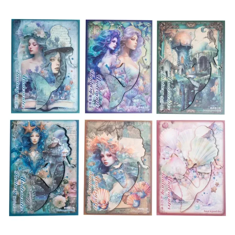 30Pcs Material Paper Underwater Fantasy Handbook Material Writing Pads Notebooks Scrapbooking stationery Package 175*114mm