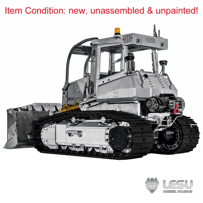 1/14 LESU RC Metal hidráulico Bulldozer Aoue-850K modelo pistas negras camión de construcción sistema de luz Dozer Kits sin pintar TH22775