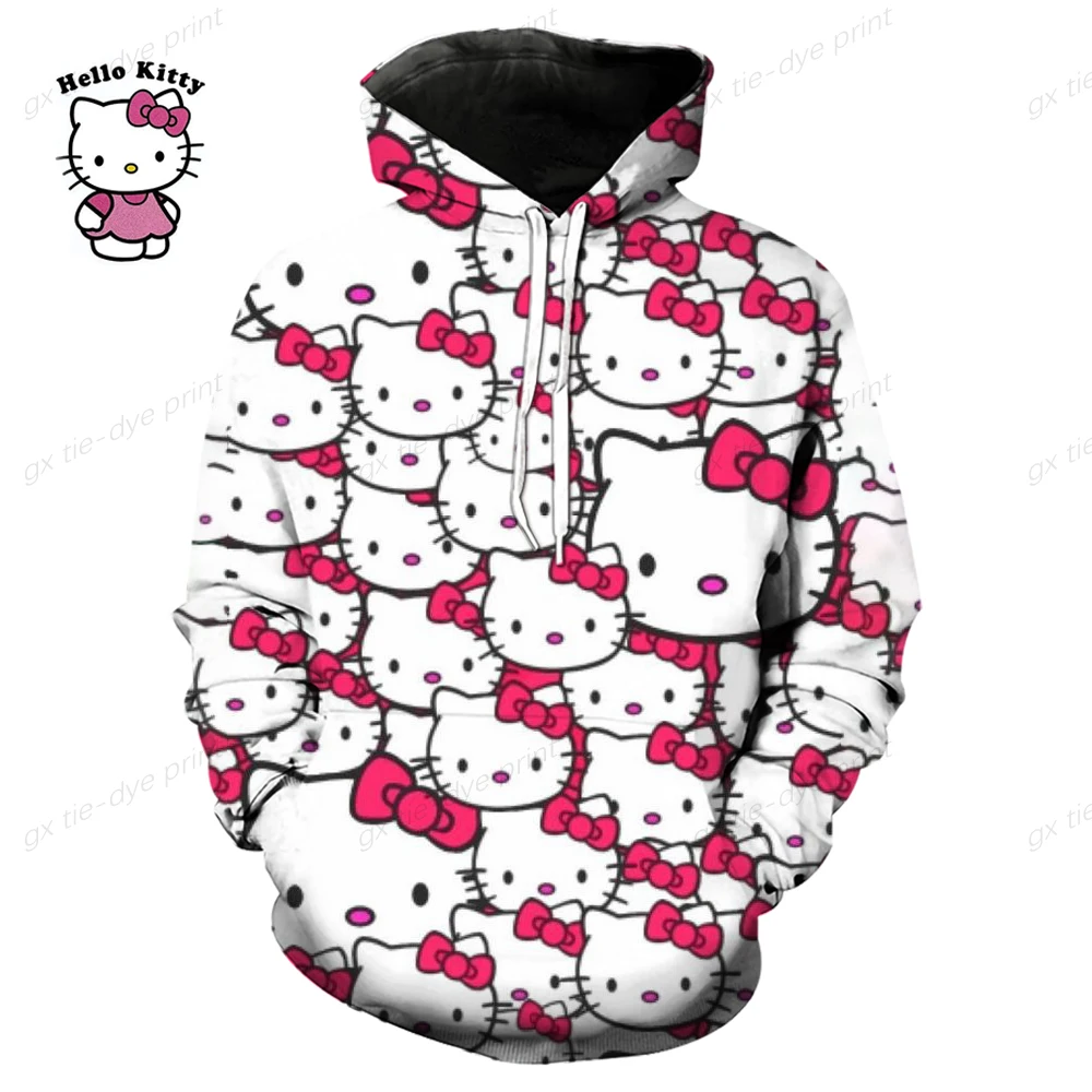 Hello Kitty Graphic Print Jackets Women Y2K Zip Up Hoodies Streetwear Sweatshirts Hip Hop Tops Loose Harajuku Casual Coats