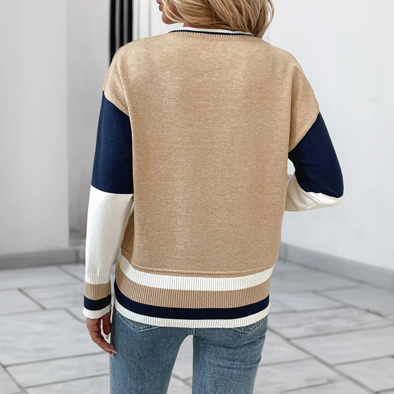 Casual Faion Gestrickte Pullover Herbst Frauen Top Weiche Polyester Faser Druck Geometrische Muster Lange Sve runde Ne Pullover