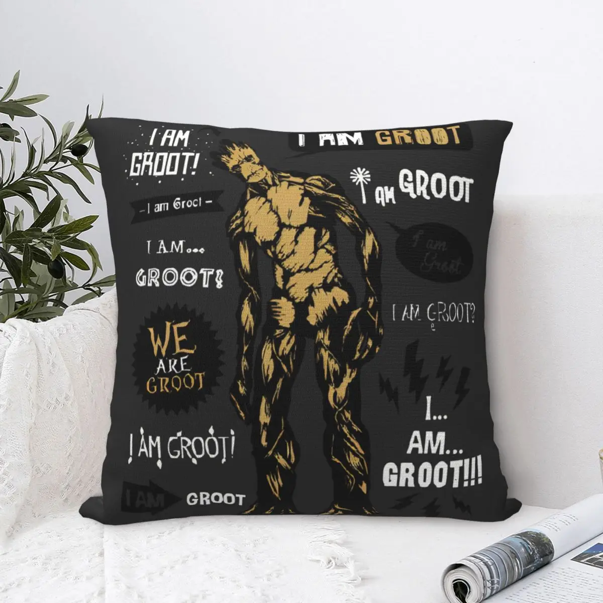 Groot Guardians Of The Galaxy Pillowcase Merch Printing Polyester Cushion Cover Gift Throw Pillow Case Cover Home Zippered