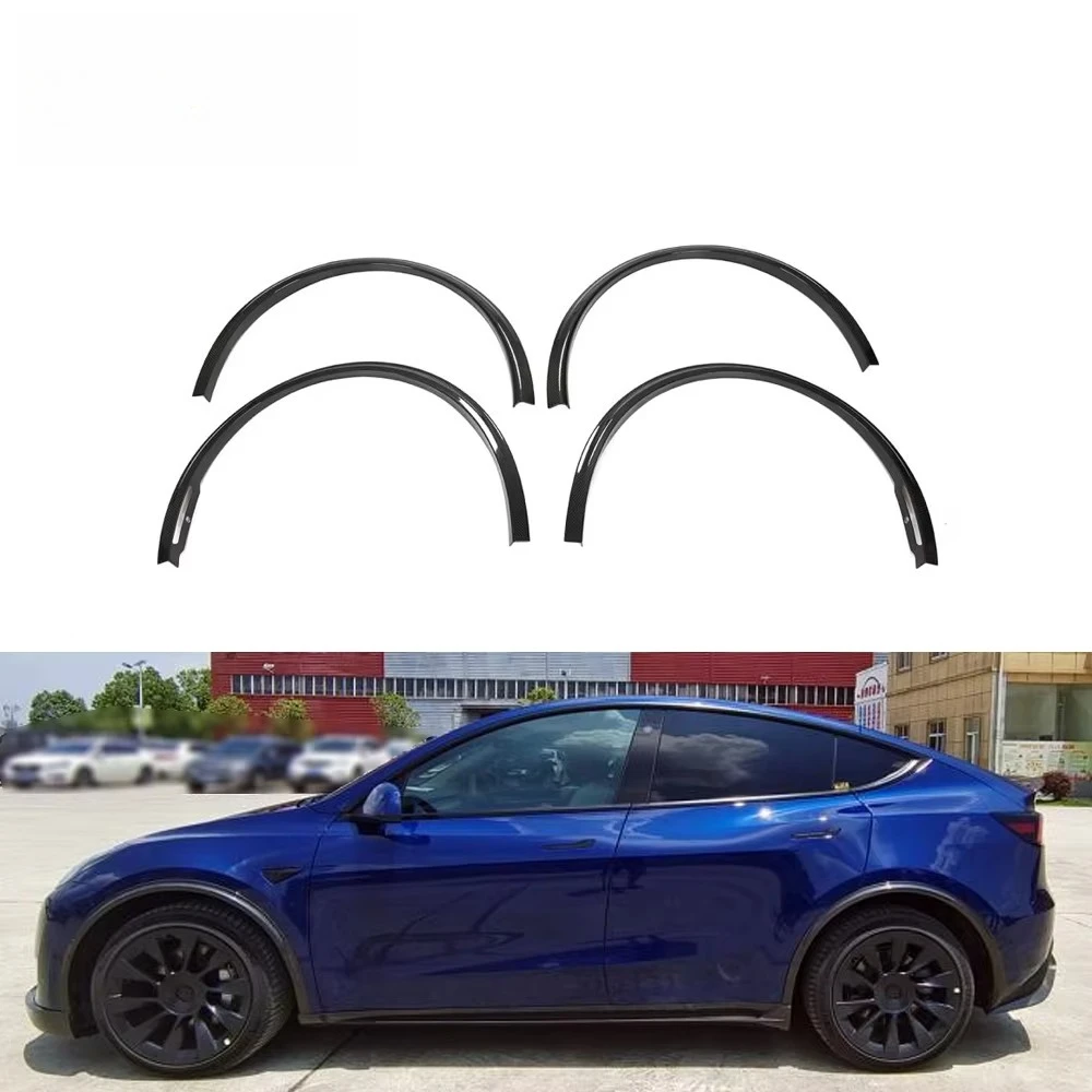 Electric Car Model Y Dry Carbon Fiber Wheel Arches Fender Flares For Tesla Model Y Sedan 2020 2021