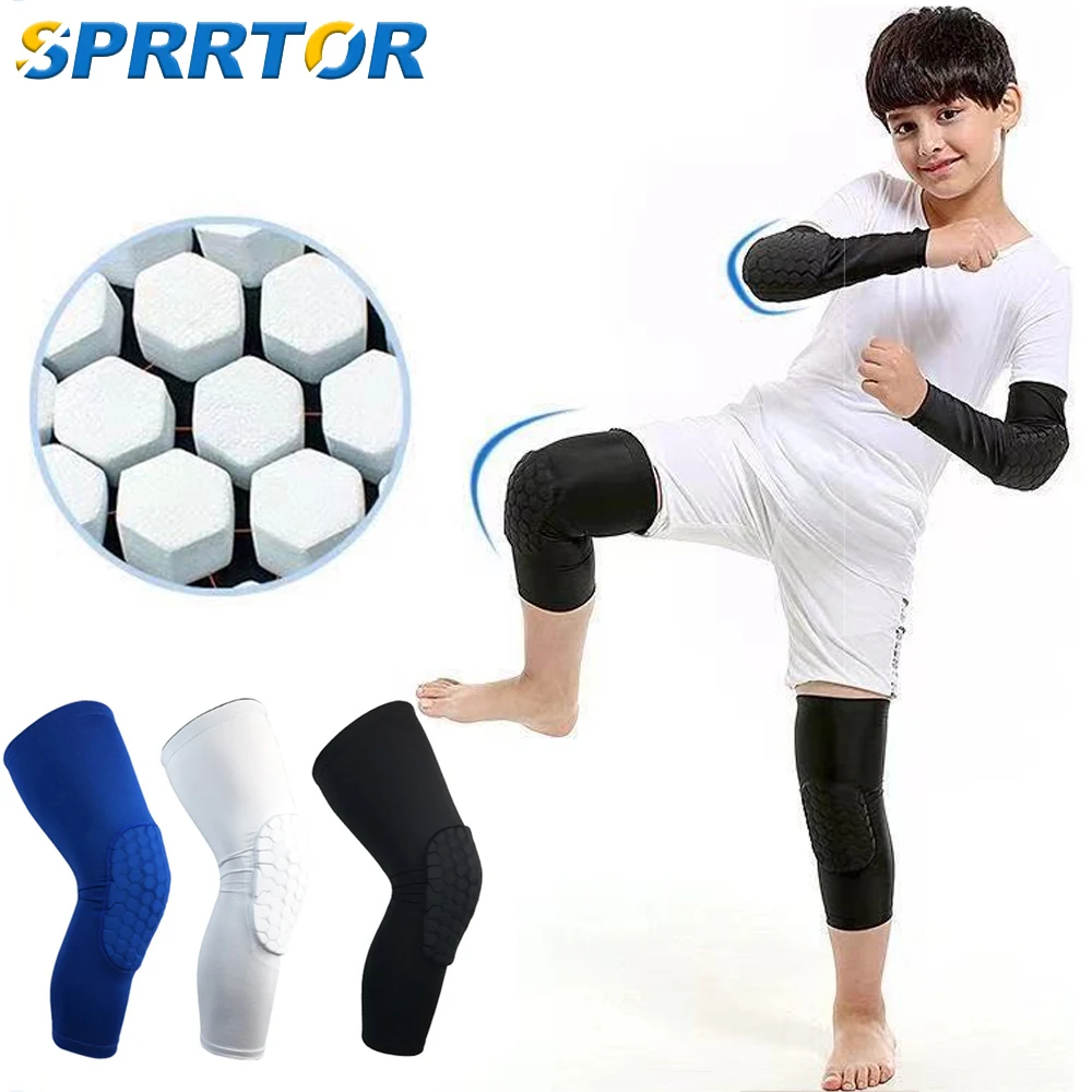 Genouillère Coudières pour Enfants, Coudières pour Jeunes, Manches de Compression en Nid d\'Abeille, Protège-Sports pour Basket-Ball, Baseball,