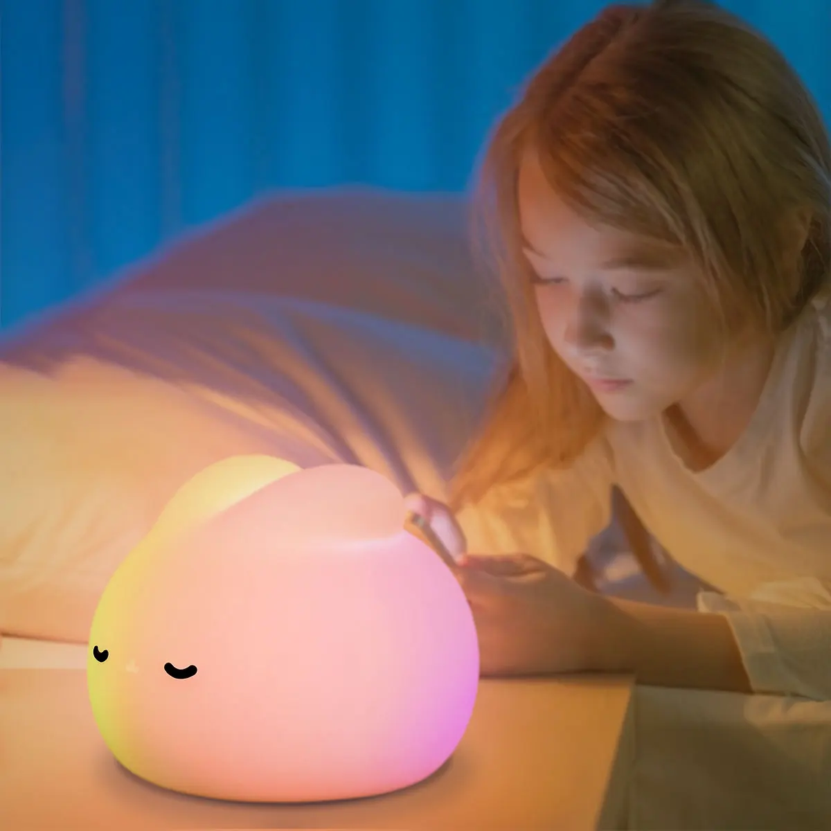 Silicone Rabbit Night Lamp Dream Rabbit Night Light LED Touch Sensor Lamp Timing Desktop Decoration Children\'s Night Light Gift