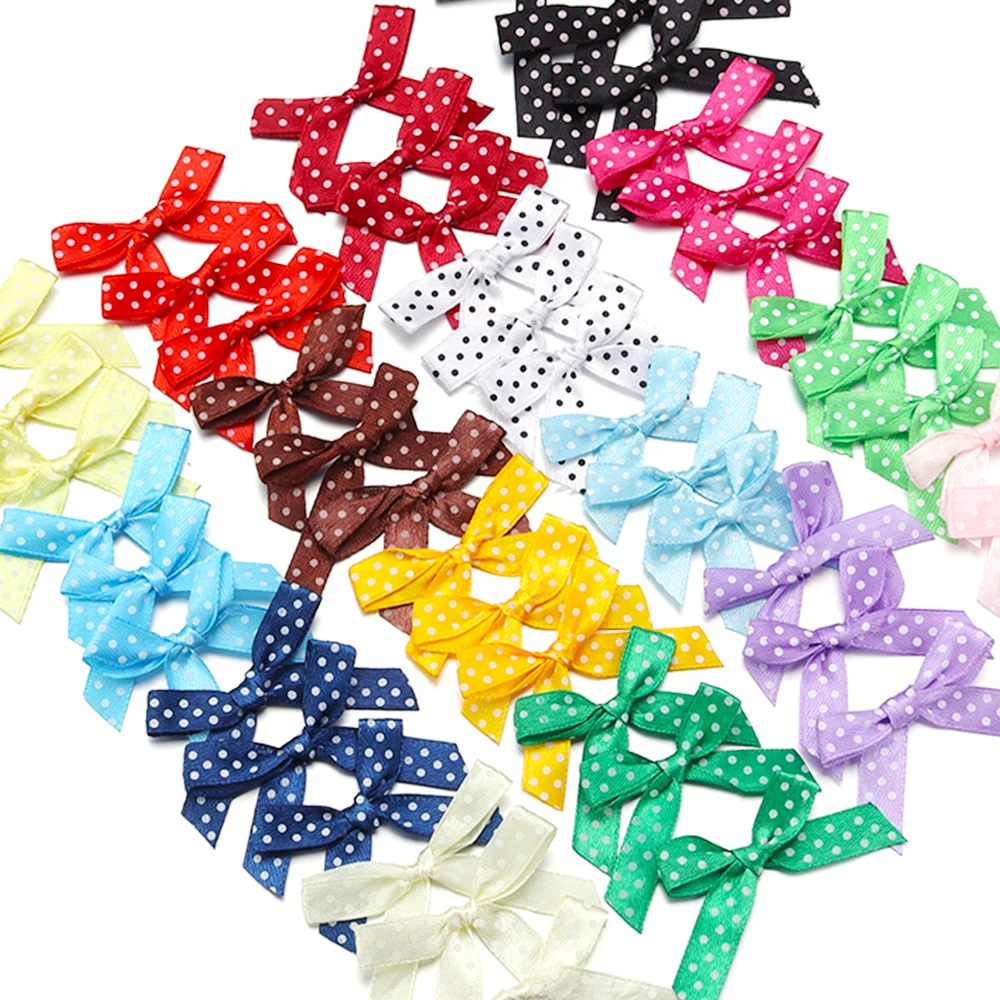 50Pcs/Lot 5x4cm Colorful Ribbon Polka Dot Handmade Bow For DIY Crafts Hair Party Clothing Jewelry Decoration Supplies Accessory