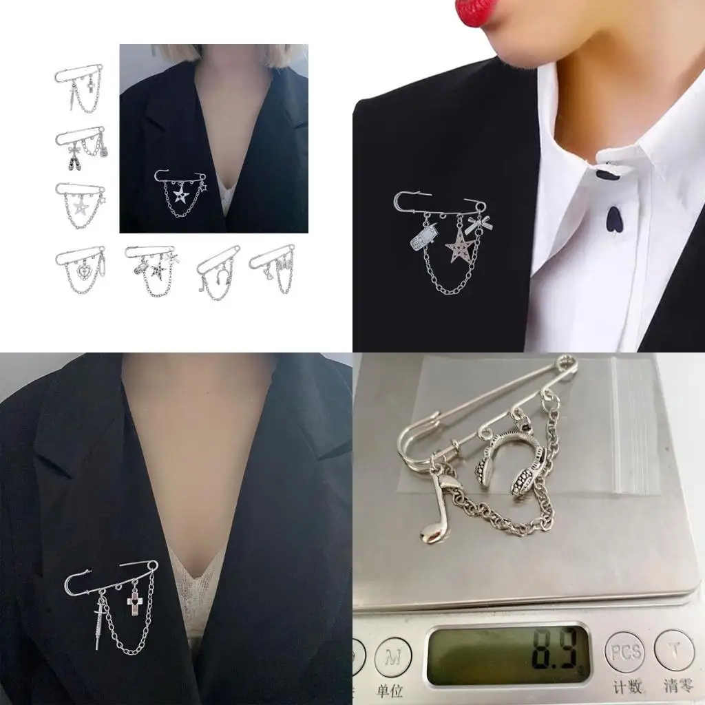 91AF Creative Tassels Pendant Brooch Butterfly Chain Safety Pins for Women Girls Stylish Bag Handbag Ornament Jewelry