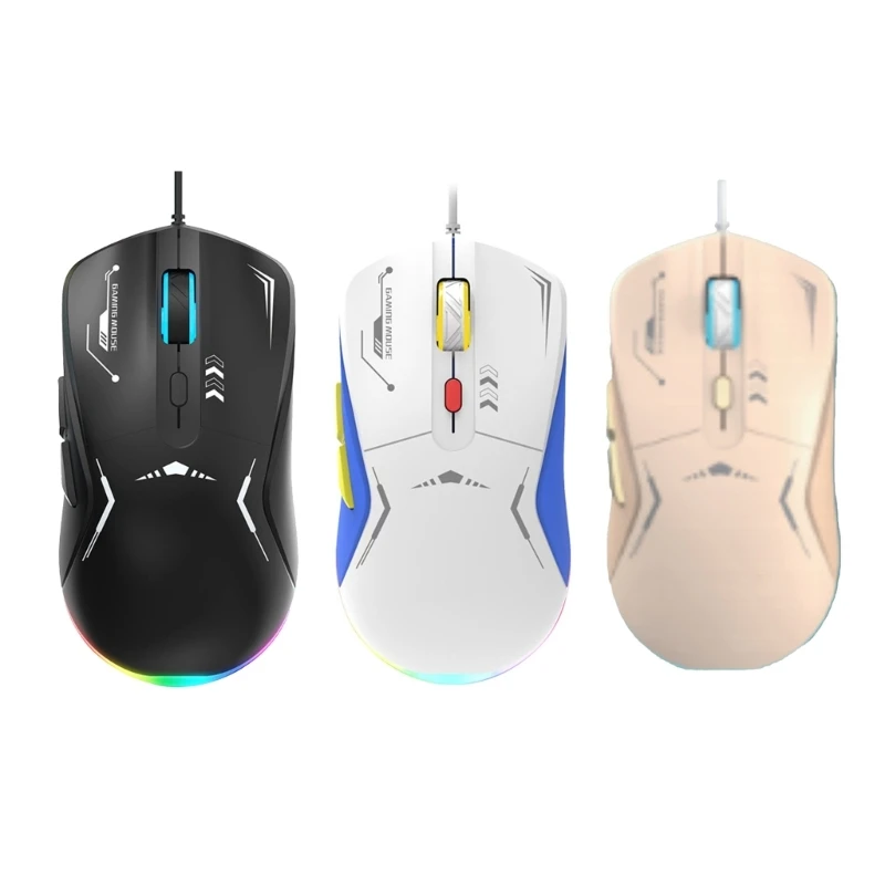 LED Corded Gaming Mouse Programmable with Backlight 3200DPI LED Spectrum Backlit