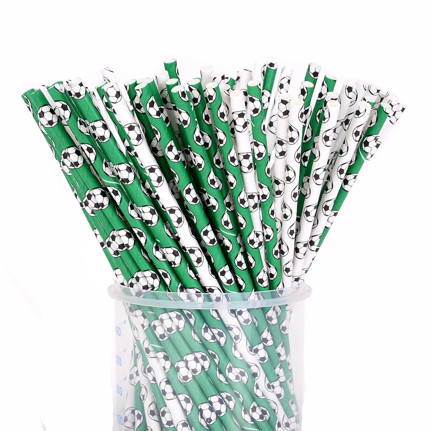 50Pcs Soccer Party Disposable Paper Straws Football Biodegradable Drinking Straws Sport Themed Kids Birthday Party Decorations