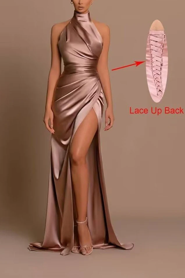 

Cold Shoulder Mermaid Trailing Satin Dresses for Banquet Party Vacation Ball Cocktail Party Evening Gowns