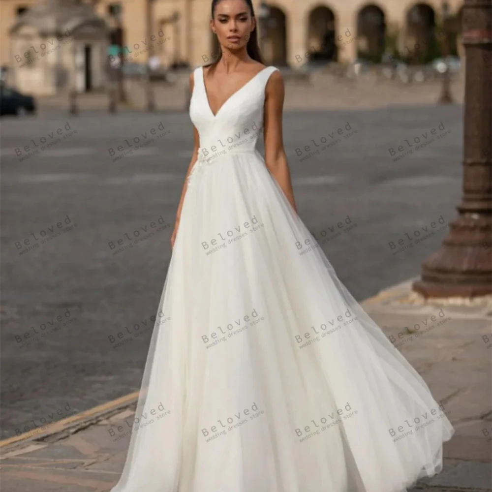 

Graceful Wedding Dresses For Women 2024 Newest Bridal Gowns Classic A-Line Tulle Tiered Robes Lace Appliques Vestidos De Novia