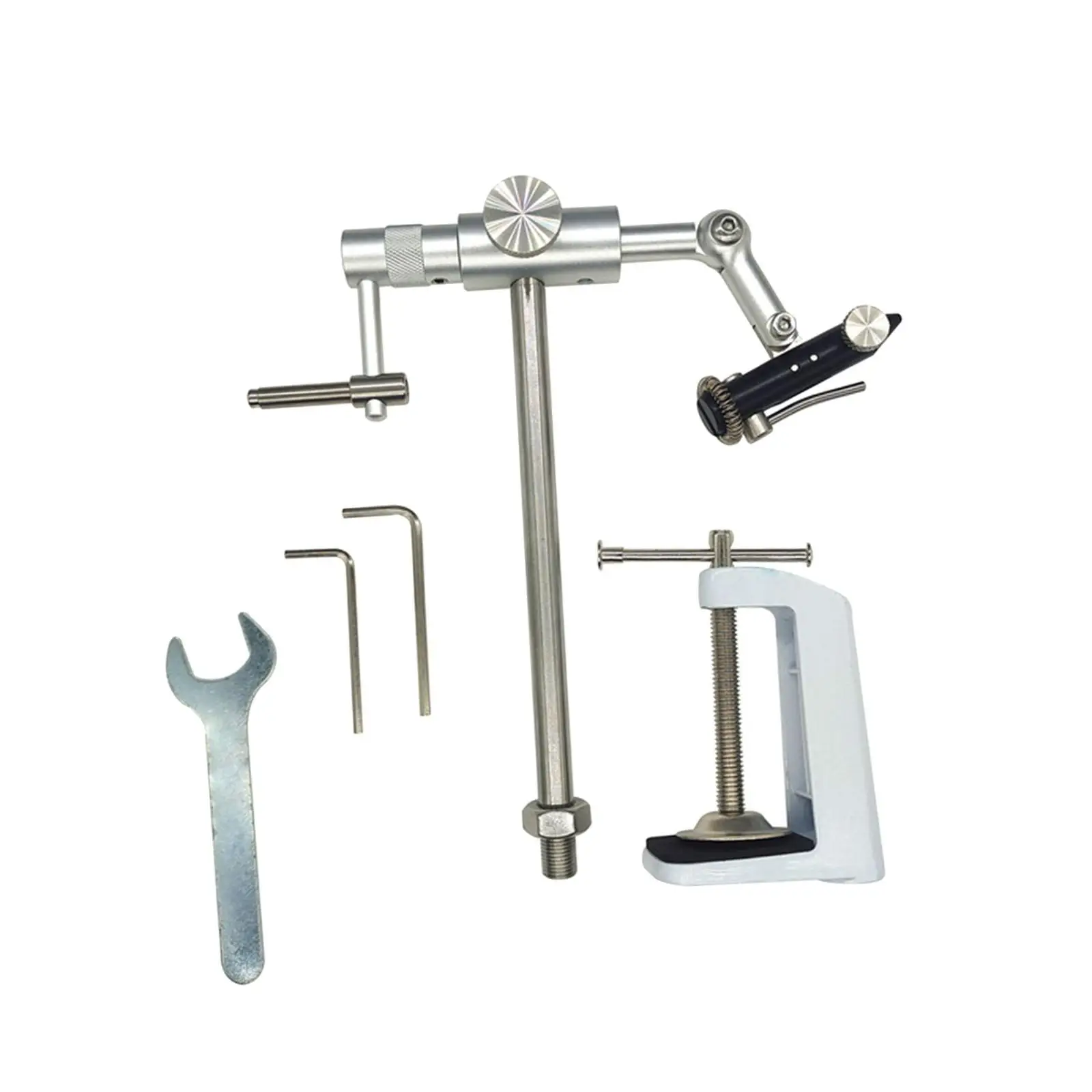 

Rotary Fly Tying Vise for Fishing with Wrench Rotatable Alloy Desk Clip Type