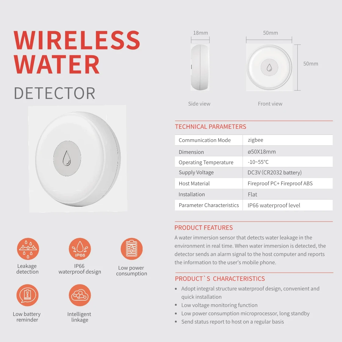ALARMEST Smart Zigbee Water Leakage Detector APP Control Tuya Smart home security alarm