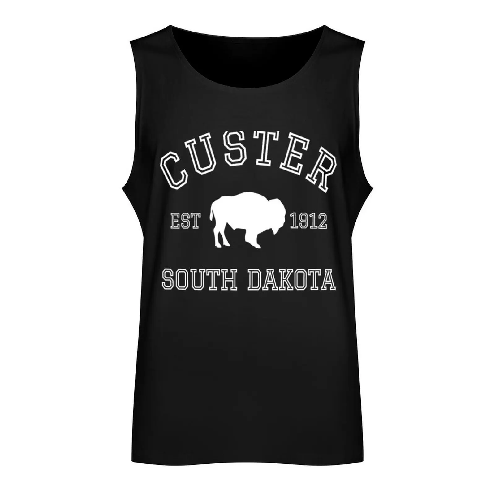 Custer State Park South Dakota Buffalo Hiking Nature Retro Sunset Tank Top t-shirt gym man sleeveless gym shirts male