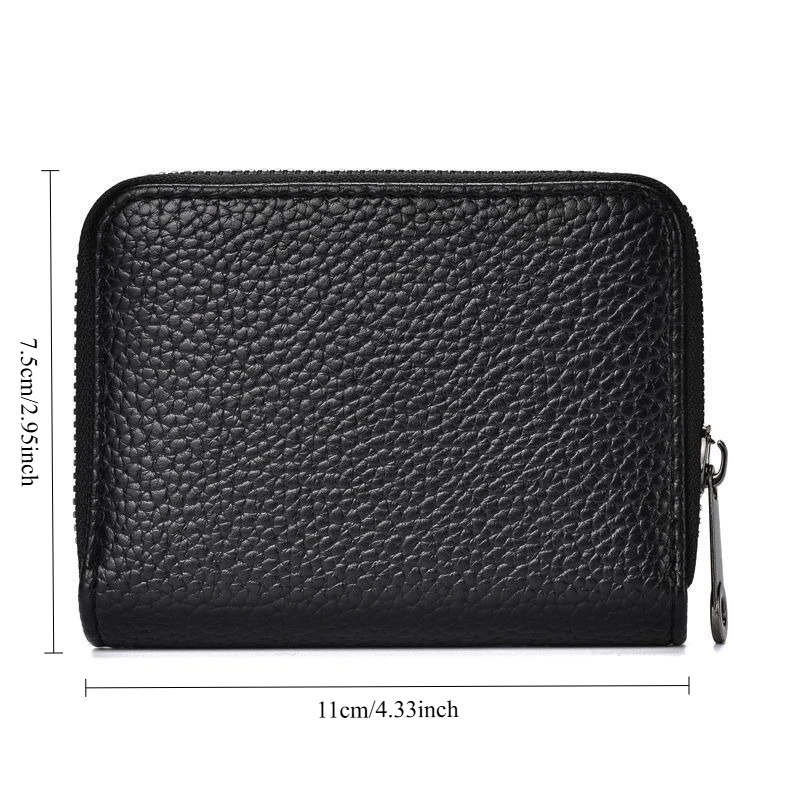 Organizador de cartão de bloqueio carteira de couro do plutônio fino multi bolso com zíper titular da moeda proteção anti roubo para homens mulheres minimalista