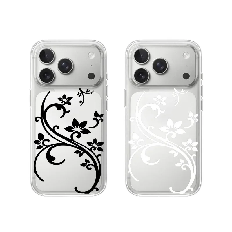 Funda transparente con estampado floral artístico para iPhone 17, 16, 15, 11, 12, 14, 13 Pro, Max, Mini, XS, X, XR, 7 Plus, 17E, resistente a golpes 5
