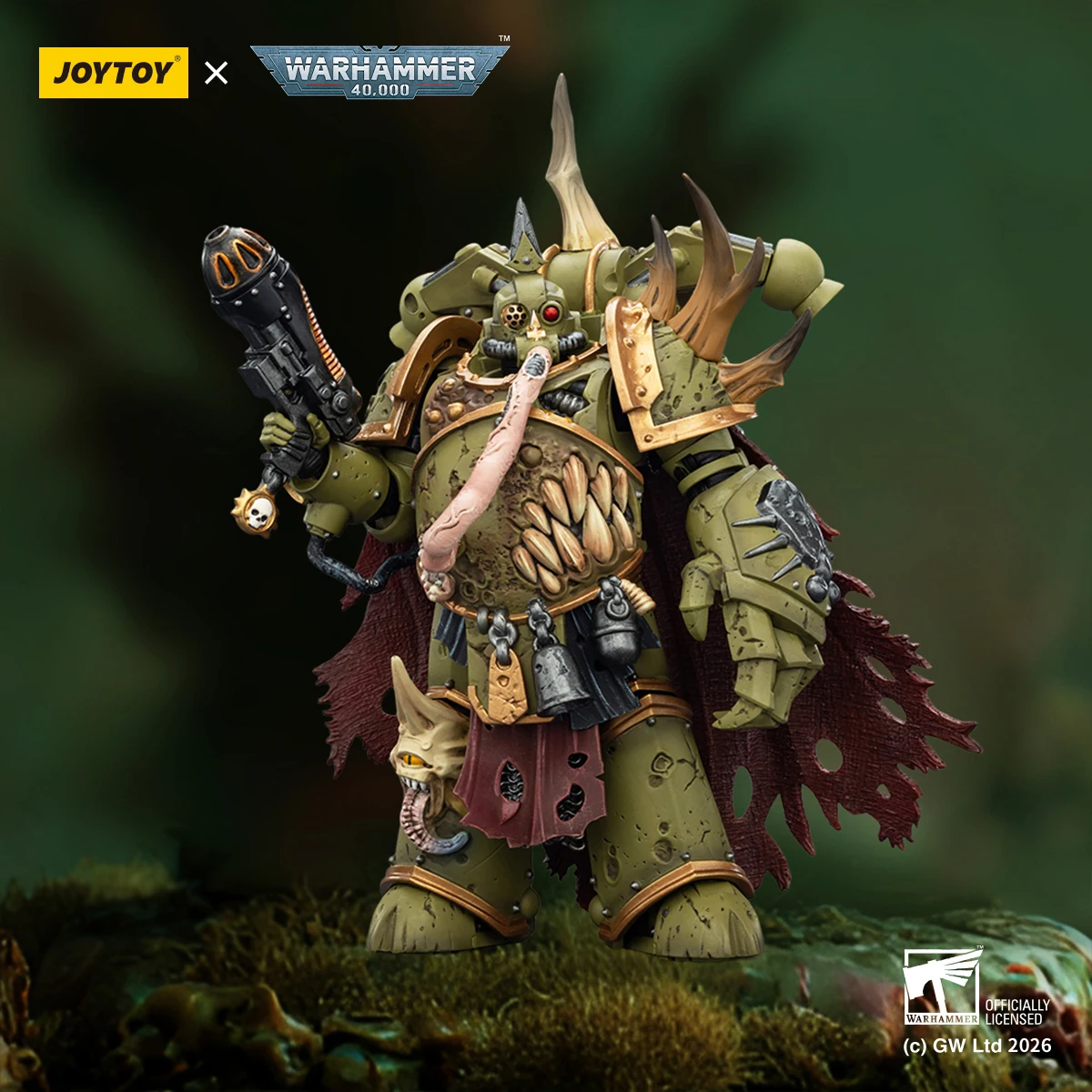 

В наличии: JOYTOY Warhammer 40K Death Guard Plague Marine Champion с плазменным пистолетом и силовым кулаком, фигурка-модель 1/18.