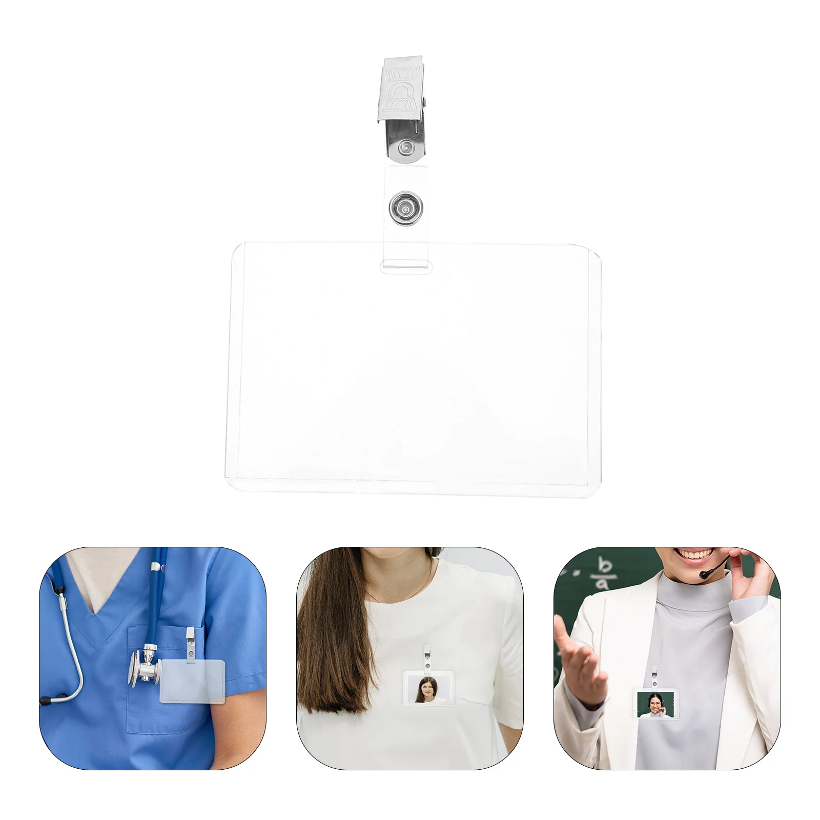 

50Sets Waterproof Id Badge Holder Clear Transparent Card Sleeve Clip Office Work Clip Badge Holder Card Id Case