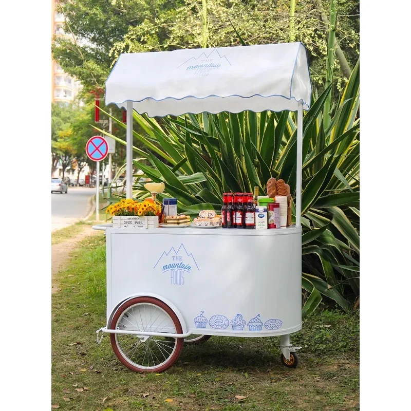 Outdoor mobile stall truck, coffee  night market snack food  shopping mall, promotion float  market handcart