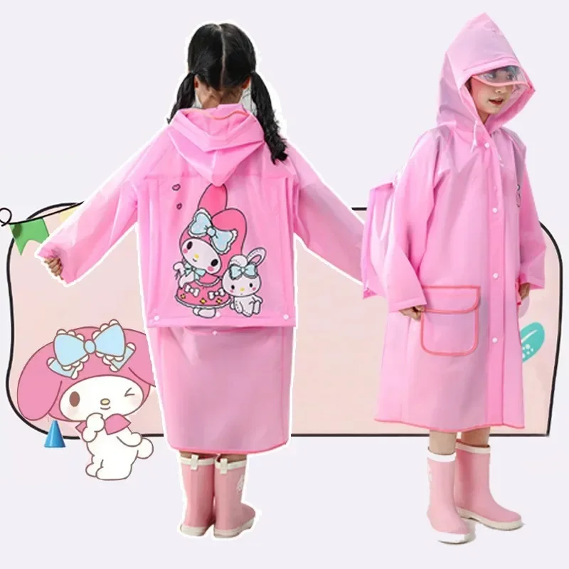 

Kuromi Cinnamoroll Anime Kawaii Sanrio Children Raincoat Boys Girls Cute Cartoon My Melody Rain Clothing Lovely Gifts for Kids