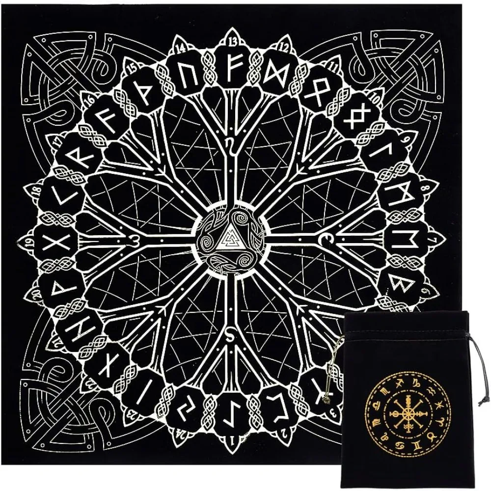 Altar Cloth Viking Runes Celestial Constellation Tarot Deck Spiritual Tapestry Tablecloth Sacred Cloth Astrology making kit