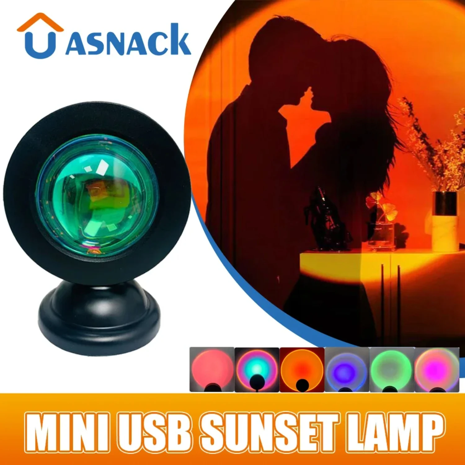 USB غروب الشمس مصباح Led جهاز عرض صغير ضوء الليل 16 ألوان التبديل قوس قزح جو غرفة نوم حائط الخلفية الديكور هدية