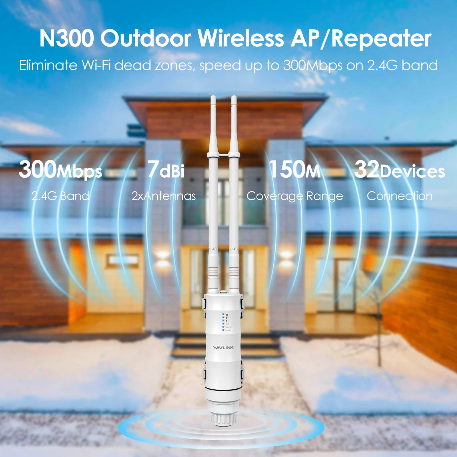 High Power 300Mbps Wireless Wifi Repeater Outdoor 2.4G Wireless Wifi Router /Long Range Extender POE High Gain Antennas