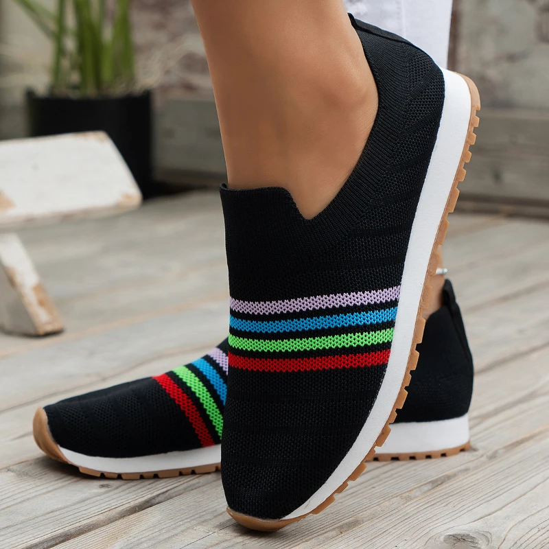 

New Summer Flat Bottom Rainbow Color Women Casual Breathable Sneakers Comfort Women Loafer Fashion Women Vulcanized Shoes